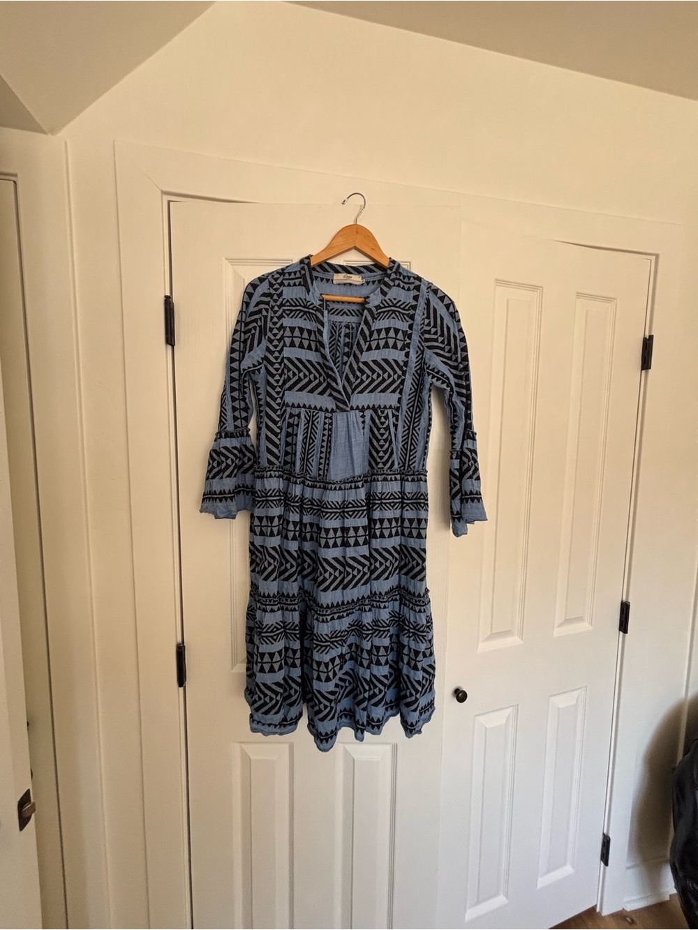 Devotion TWINS Blue and Black Geometric Midi Dress